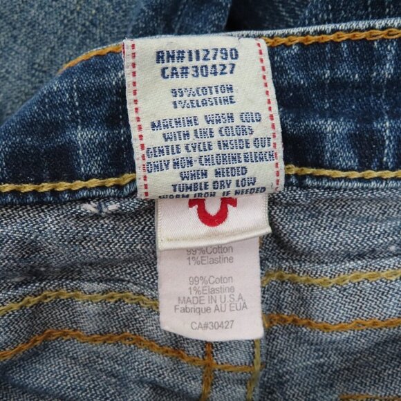 True Religion Womens 26 Billy Blue Distressed Straight Leg Denim Jeans Pants - Picture 8 of 11